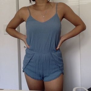 Forever 21 light blue romper with floral detail